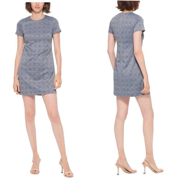 Calvin Klein Womens Gray Checkered Short Sleeve Dress Size 12 - Picture 1 of 5